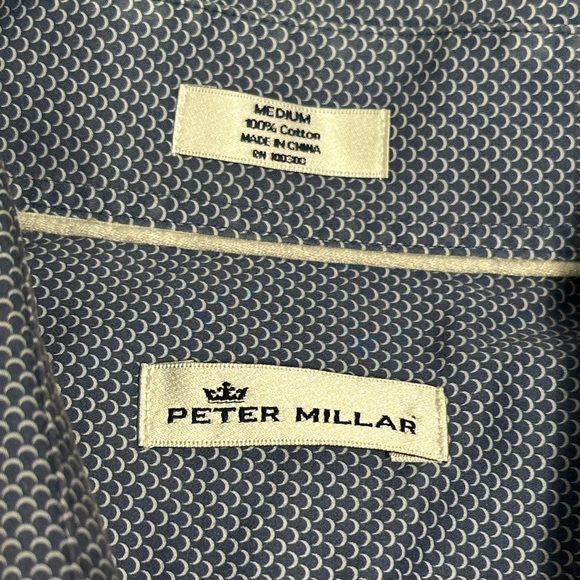 Peter Millar Shirt Men Medium Blue Geometric Long Sleeve Preppy Button Down - Picture 3 of 5